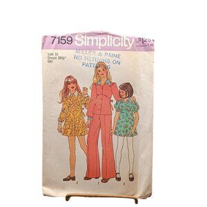 Simplicity 7159 Vintage Sewing Pattern Girls Short Dress Top & Pants Size 10 Bre